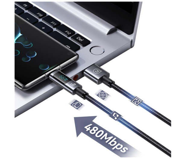 USAMS Kabel 66W 6A Fast Charging USB-C do USB-A 1,2m stalowy - 1569022 - zdjęcie 8